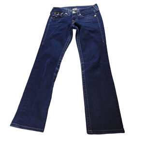 True Religion Jeans Womens Sz 26 Blue Aztec Embellished Stella Skinny RN 112790